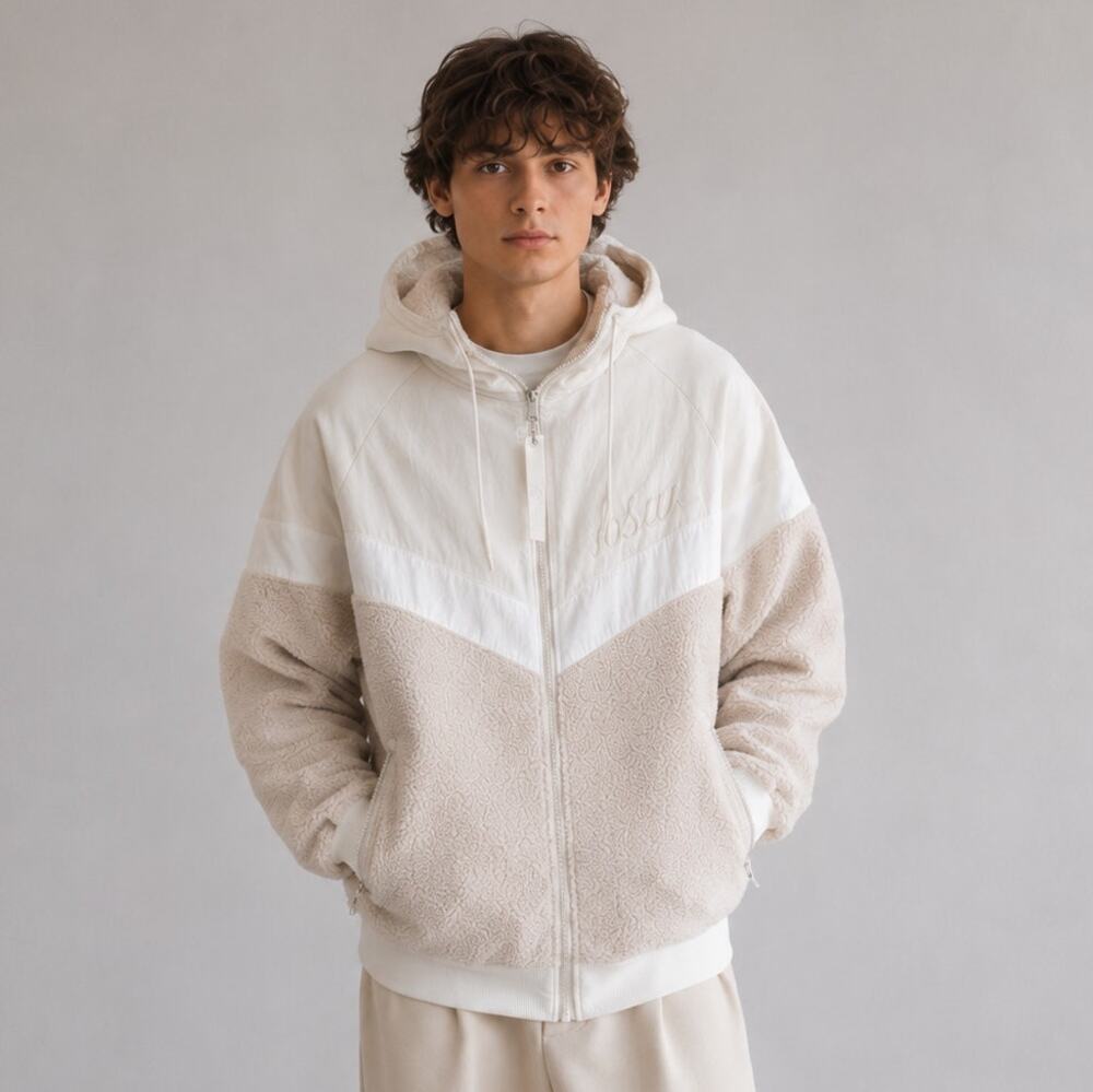 Nike Nsw Sherpa Windrunner 930316-121 Jacket Mens M Gray Hooded Logo Full Zip